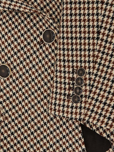 Women's Wool-Blend Double-Breasted Check <b>Blazer</b> in Neutral Check Women's Vintage <b>Blazer</b> Suit - Product Image 6