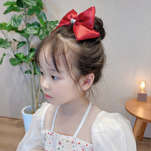 Children's hair <b>clips</b>, <b>bow</b> hairpins, girls' headdresses, satin heart princess hair accessories, duckbill <b>clips</b>, mermaid - Product Image 2