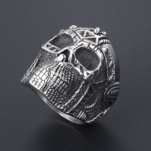 Skull <b>Titanium</b> Steel <b>Ring</b> Men's Punk Fashion Jewelry SA458 Skeleton Metal Retro Geometric Design Gift - Product Image 2