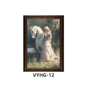 Charming Pink Dress Girl Art Print Pintura a óleo com moldura Romantic Country Style Canvas Wall Decor para espaços interiores - Product Image 3