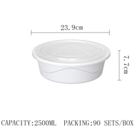 Bassin rond blanc jetable de la catégorie comestible pp avec la gamelle transparente de couvercle 2000ML ~ 5000ML conteneurs d'emballage alimentaire de grande capacité