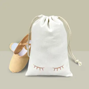 Bolsa para sapatos em branco com cordão, melhor preço em algodão reciclado poeira, sacola de sapato de dança do balé de algodão