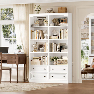 Libreria Alta, Scaffali Doppi Larghi con Spazio di Archiviazione, Grande Libreria Aperta Verticale per Casa e Ufficio - Product Image 1