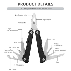 Multitools personnalisés 14 en 1 Pince à couteau <span class=keywords><strong>de</strong></span> poche à revêtement noir Pince à outils multiples <span class=keywords><strong>de</strong></span> 4 pouces EDC professionnel pour le camping - Product Image 3