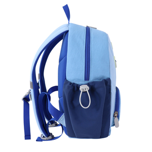 Child Light Blue <b>Backpack</b> with Green Front Pocket Multiple Pockets Zipper Closure Unisex Softback Daypack - Product Image 3