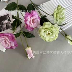 ดอกลิเซียนธัสประดิษฐ์ จินซี 3 หัว ดอกไม้ผ้าไหม สีขาว ชมพู ม่วง เขียวไล่เฉดสี สำหรับตกแต่งบ้าน งานแต่งงาน - Product Image 5