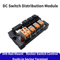 Module de distribution d'alimentation CC à 3 canaux HM06-03D pour rail DIN, 72V CC, bornes à ressort enfichables avec interrupteur à bascule individuel