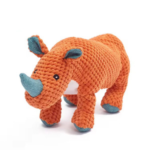 Jouets à mâcher pour chiens en forme de rhinocéros, durables, indestructibles, en peluche, avec couineur, pour la vente en gros - Product Image 4