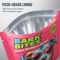 Sachets anti-odeur pour échantillons d'aliments pour animaux ID66, mini-sachets personnalisés imprimés 10g 20g 50g, pochettes plates à 3 soudures latérales pour packs d'essai d'aliments pour chiens et chats