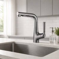 Robinet mélangeur de lavabo moderne en laiton massif, monotrou, à levier unique, avec douchette extractible à cartouche céramique, montage sur plan, bec haut pivotant