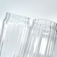 Bocal de conservation en verre rayé pour céréales et récipient à grains avec couvercle en bois 500ml 750ml 1L, pot hermétique en borosilicate de haute qualité