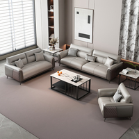 Ensemble de canapés sectionnels de bureau en cuir moderne avec structure métallique - Canapé élégant et minimaliste pour salon