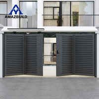 AMAZBUILD Porte de clôture coulissante pliante automatique pour allée et cour de villa Porte pliante