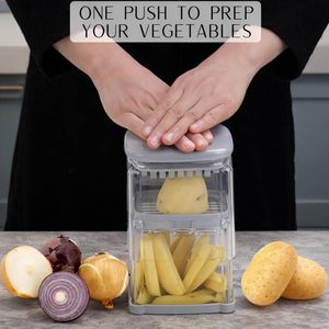 Hachoir multifonctionnel à 4 lames, type presse, pour couper et trancher les légumes et les fruits - Product Image 1