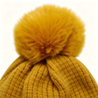 Bonnet en tricot côtelé à revers avec pompon, personnalisable avec logo, chaud et thermique pour femme, idéal pour l'hiver et la revente en gros