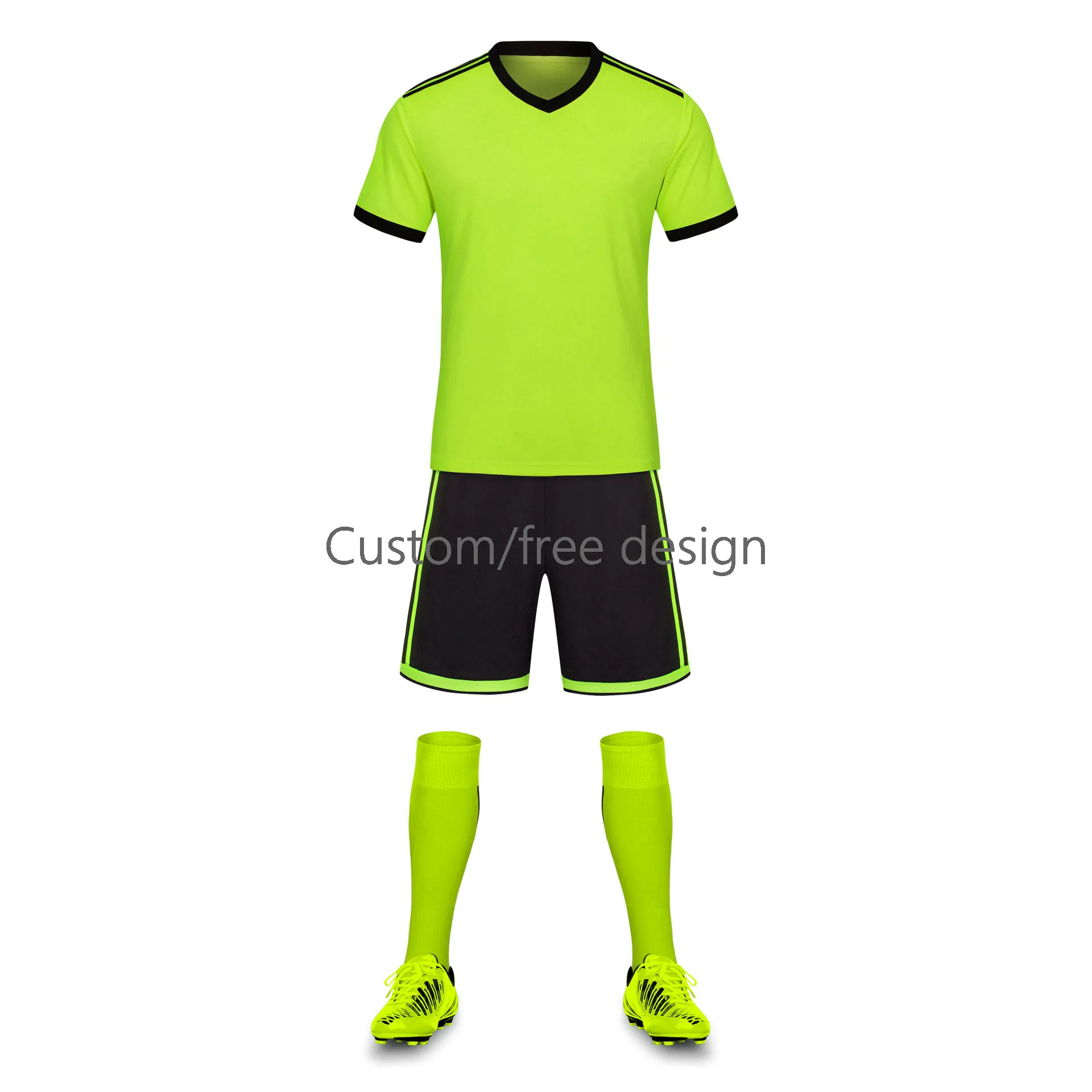 Maillot d'arbitre de football vert fluorescent personnalisé de haute qualité