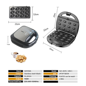 XEOLEO Appareil Électrique Multifonction 6 en 1 Détachable : Grill à Panini, Mini Machine à Donuts, Machine à Sandwichs, Machine à Muffins aux <span class=keywords><strong>Noix</strong></span>, <span class=keywords><strong>Gaufrier</strong></span> Belge - Product Image 6