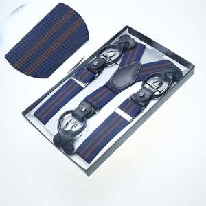 Tirantes Elásticos Ajustables de Poliéster en Forma de Y, con Rayas de Cuero PU, para Hombre, al por Mayor - Product Image 4