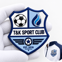 Écusson personnalisé multicouche 3D en TPU, patch PVC OEM à coudre ou thermocollant pour maillot, veste, chapeau, sac de club de football à quatre panneaux