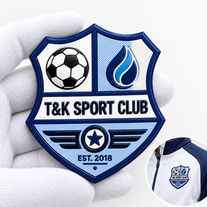 Parche de PVC OEM personalizado con escudo multicapa 3D de TPU, insignia de club de fútbol de cuatro paneles, para coser o planchar en camisetas, chaquetas, gorras y bolsos - Product Image 1