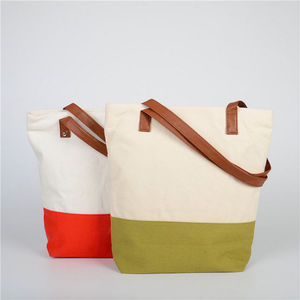 Bolsa de Playa de Lona Portátil con Asa de PU y Diseño de Empalme - Product Image 2