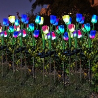 Lampes solaires LED en forme de tulipe pour jardin, lampes décoratives imperméables pour allée extérieure