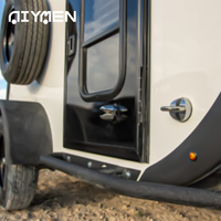 Mini caravane RV tout-terrain, remorque de camping en forme de larme, 4x4, carrosserie légère en fibre de verre, camping-car 2 places, van chinois compact pour le voyage