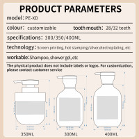 Bouteille de lotion en plastique ronde recyclable écologique, bouteille de gel douche de luxe, bouteille de shampooing avec pompe, emballage avec 300 ml, 400 ml