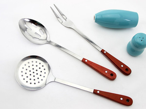 Cocina casera de acero inoxidable, juego de herramientas de 6 piezas, utensilios de cocina de Metal, utensilios de cocina de madera, soporte para cuchara, fabricantes de <span class=keywords><strong>China</strong></span> - Product Image 6