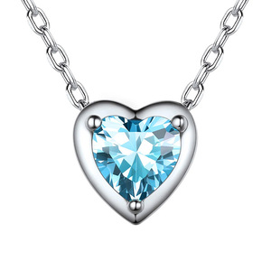 Collana con ciondolo in cristallo a forma di cuore in argento 925 placcato rodio per donna, da indossare tutti i giorni, catena a maglie in stile romantico - Product Image 1