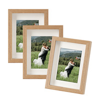 Bingkai Foto Kayu Solid 5*7 Inch dengan Finishing Serat Kayu, Bingkai Poster untuk Dinding atau Meja, Dekorasi Rumah Kustom