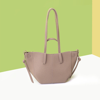 Tas Tote Kulit PU Fashion Wanita, Tas Selempang Geometris, Tas Bahu Anti Air dengan Bukaan Terbuka, Grosir
