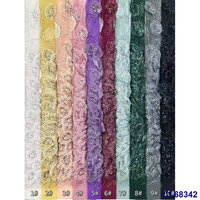 Tissu en dentelle de tulle à sequins 3D, maille brodée écologique en polyester/coton, nouvelle arrivée pour robes
