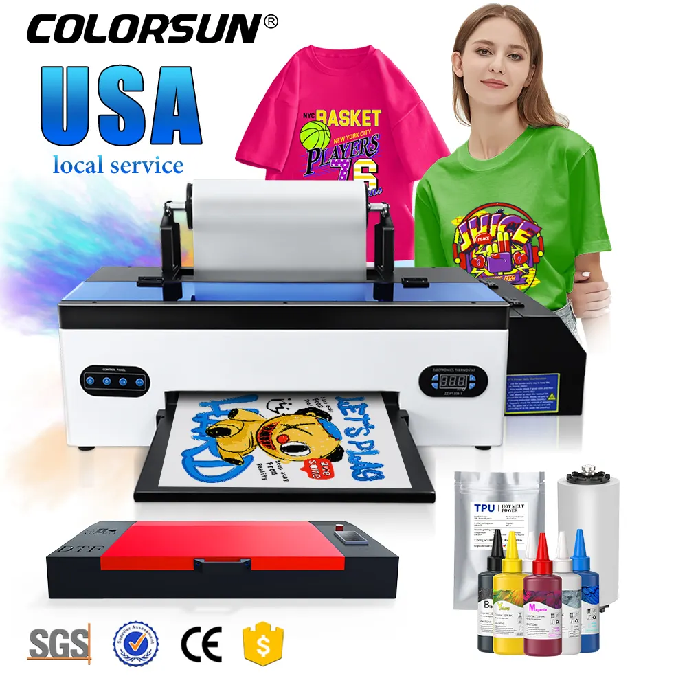 Colorsun Neuzugang R1390 Desktop-T-Shirt-Drucker tragbare DTF-Druckmaschine mit Schritt-für-Schritt-Verfahren auf dem T-Shirt