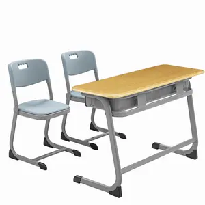 BLH press mould wooden double school desk and chair with factory price