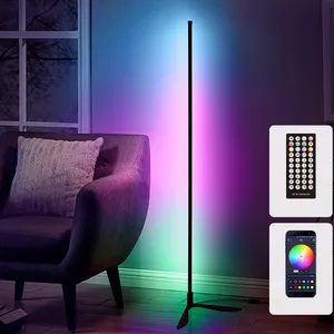 Lampu Berdiri Modern Ruang Tamu Rgb Led Berdiri Tripod Lampu Sudut Lantai Kontrol Aplikasi Pintar Diskon Besar