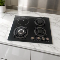 Table de cuisson à gaz encastrable 4 brûleurs facile à nettoyer, 60 cm, en verre trempé, GPL/GN, pour cuisine, vente en gros