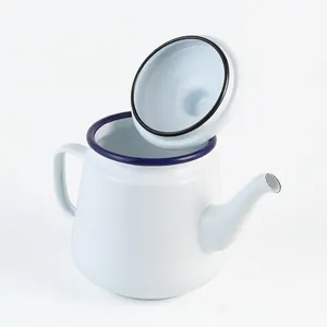 Teiera in smalto con rivestimento personalizzato con coperchio di alta qualità colore bianco tè bollitore
