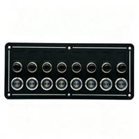 Panneau en aluminium 4/6/8 modules avec interrupteur à bouton-poussoir 19 mm, LED bleue, fusibles automatiques et disjoncteur intégré