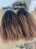 Cheveux synthétiques Ombre Marley Twist Afro Kinky Bulk pour tresses, 8, 12, 18, 24 pouces, 100g/paquet, 30 mèches, pour tresses cubaines au crochet et tresses Ghana