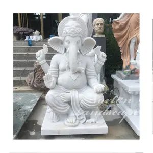 Patung Dewa Hindu Batu Luar Ruangan Modern, Patung Ganesha Marmer Putih, Patung Ganesh untuk Dijual