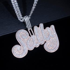 Collar con Nombre de Messi, Estilo Hip Hop, Plata 925, Colgante Personalizado con Moissanita, Color DEF, Claridad VVS - Product Image 6