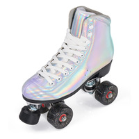 Pro adulte extérieur quatre couleurs PU 4 roues patins à roulettes châssis en aluminium avec roues en alliage PU rouleau clignotant Double ligne