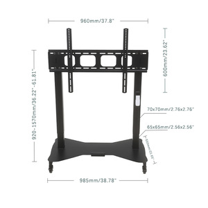Dual Motor Electric <b>TV</b> <b>Stand</b> Floor Mount Movable Wheeled Trolley Modern Minimalist Design Black Metal Frame - Product Image 2