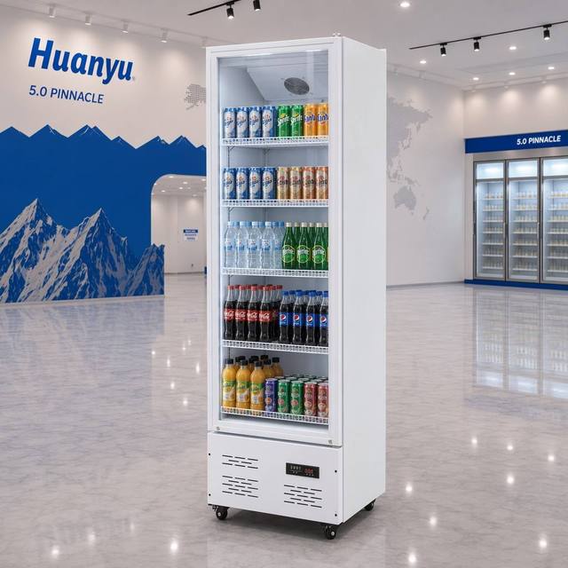 Transparent Glass Door Commercial Refrigerator Fan Cooling Fridge Upright Chiller With Intelligent Temperature Control