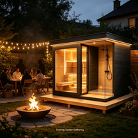 Sauna extérieur moderne de luxe, sauna infrarouge intérieur, sauna au bois pour 2 à 4 personnes avec cabine de douche
