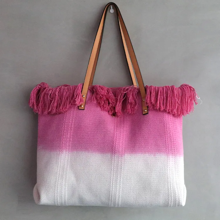 2024 nuova borsa a tracolla da donna con gradiente estivo alla moda con grande capacità di tela Casual Shopping Tote Bag
