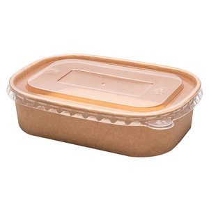 Contenedor de ensalada cuadrado de papel desechable biodegradable 2024, caja para llevar con tapa - Product Image 1