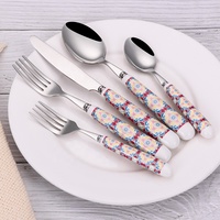 Ensemble de vaisselle de décoration de table de mariage 5 pièces cuillères fourchettes et couteaux ensembles de couverts en acier inoxydable 18/10 avec poignées en céramique