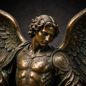 Statue grandeur nature de l'archange Michel vainquant le diable, sculpture religieuse en bronze coulé pour l'église, le jardin ou l'extérieur - Product Image 5